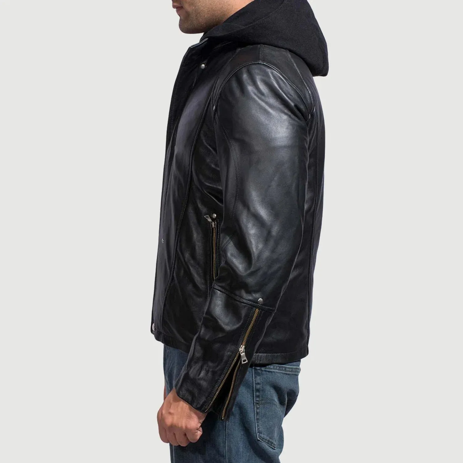 Highschool Black Hooded Leather Jacket