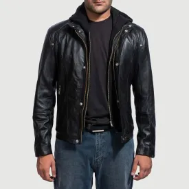 Highschool Black Hooded Leather Jacket