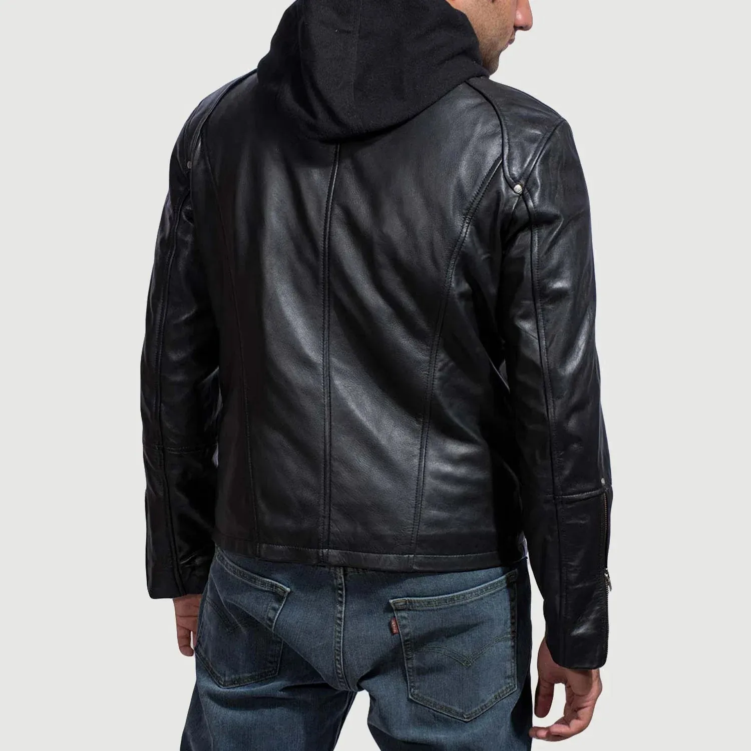 Highschool Black Hooded Leather Jacket