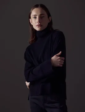 Leigh Cashmere Turtleneck Sweater - Onyx Black