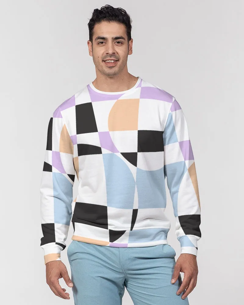 Lilac Multi Checkerboard Men's French Terry Pullover Sweatshirt