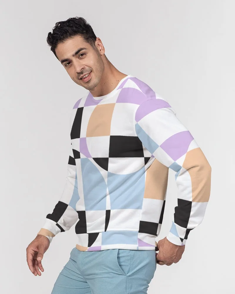 Lilac Multi Checkerboard Men's French Terry Pullover Sweatshirt