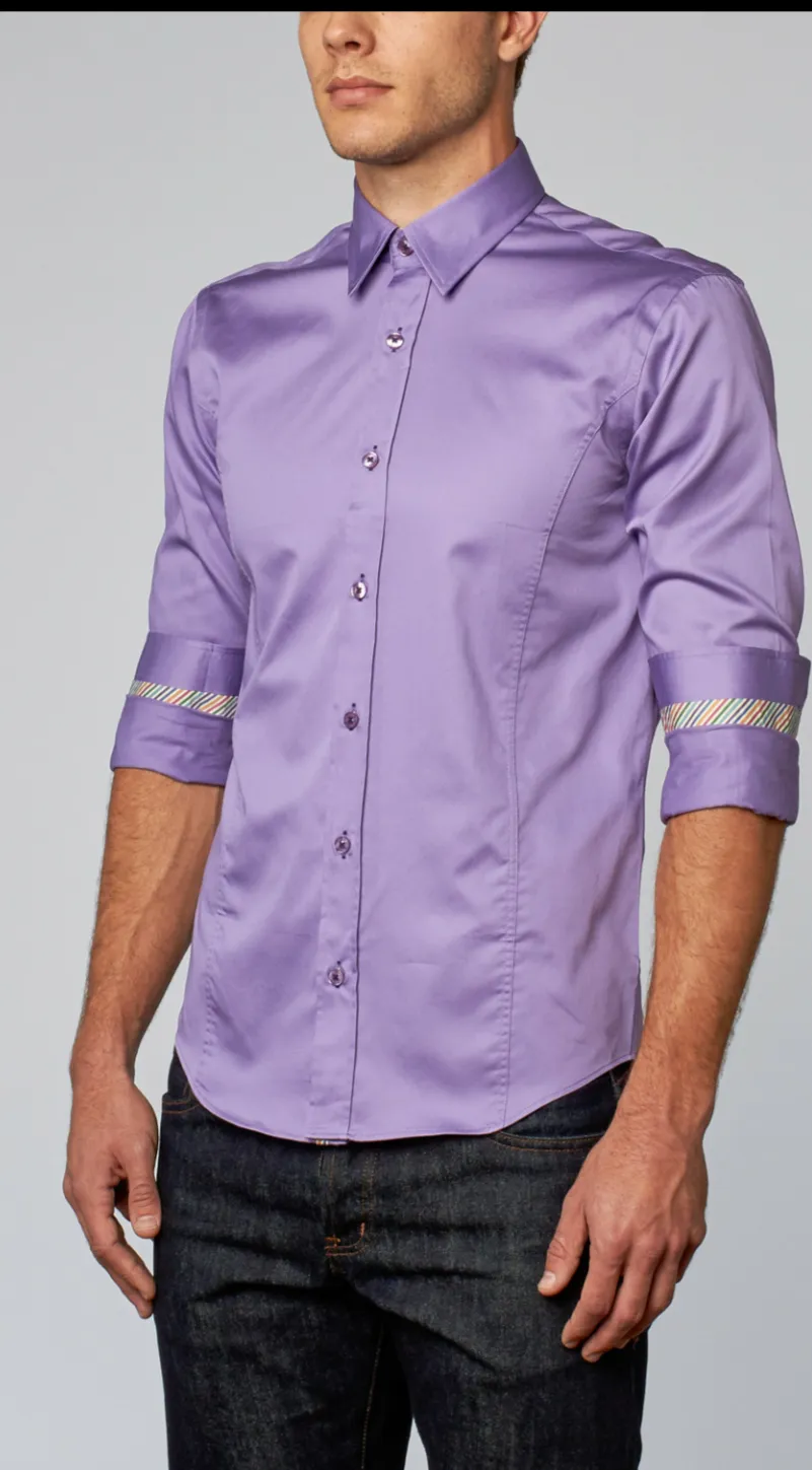 Lilac Shirt With Colorful Trim