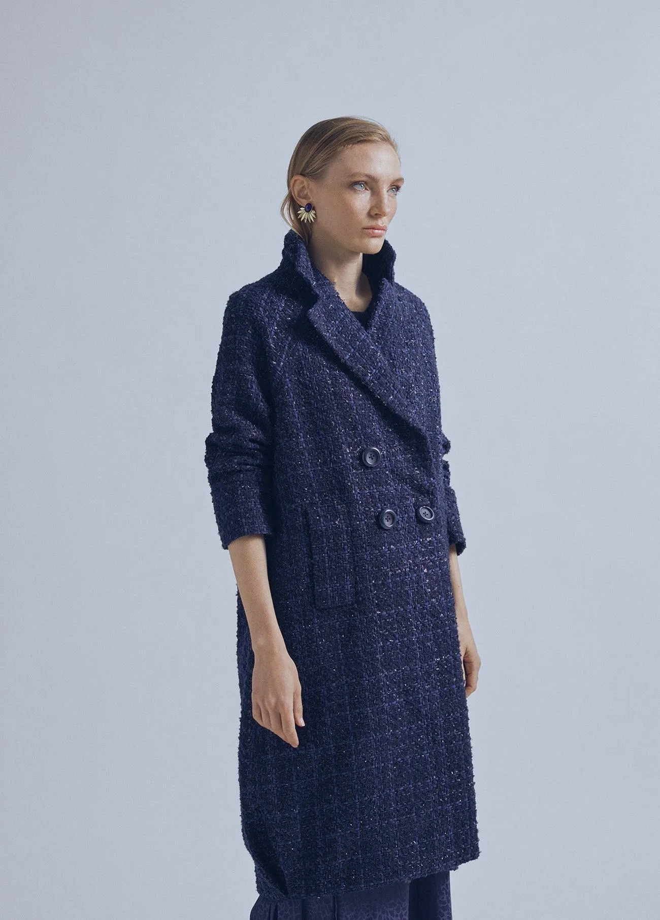 Lurex  effect tweed midi jacket