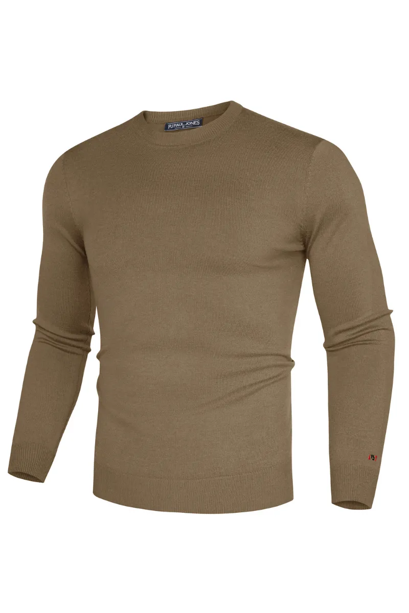 Men Basic Sweater Casual Long Sleeve Crew Neck Ribbed Cuff Thin Pullover