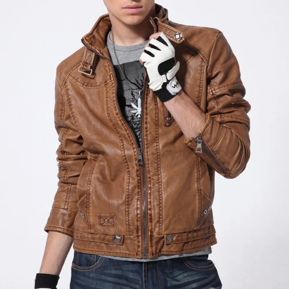 Mens Bomber Faux Leather Jacket