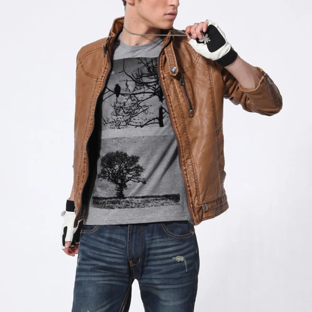 Mens Bomber Faux Leather Jacket