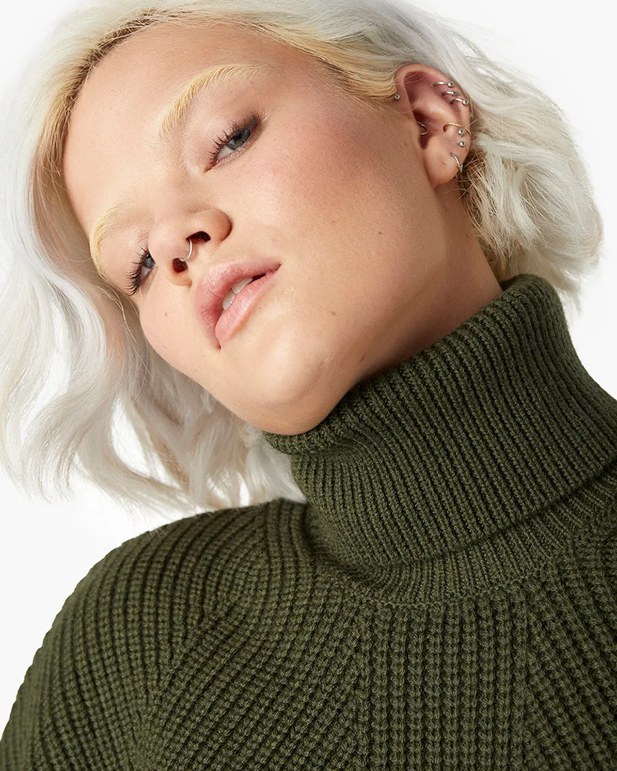 Merino Knit Turtleneck - Moss