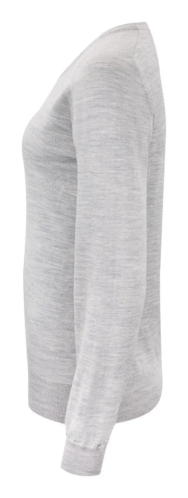 Merino Sweater V-Neck Woman Lt Grey Melange