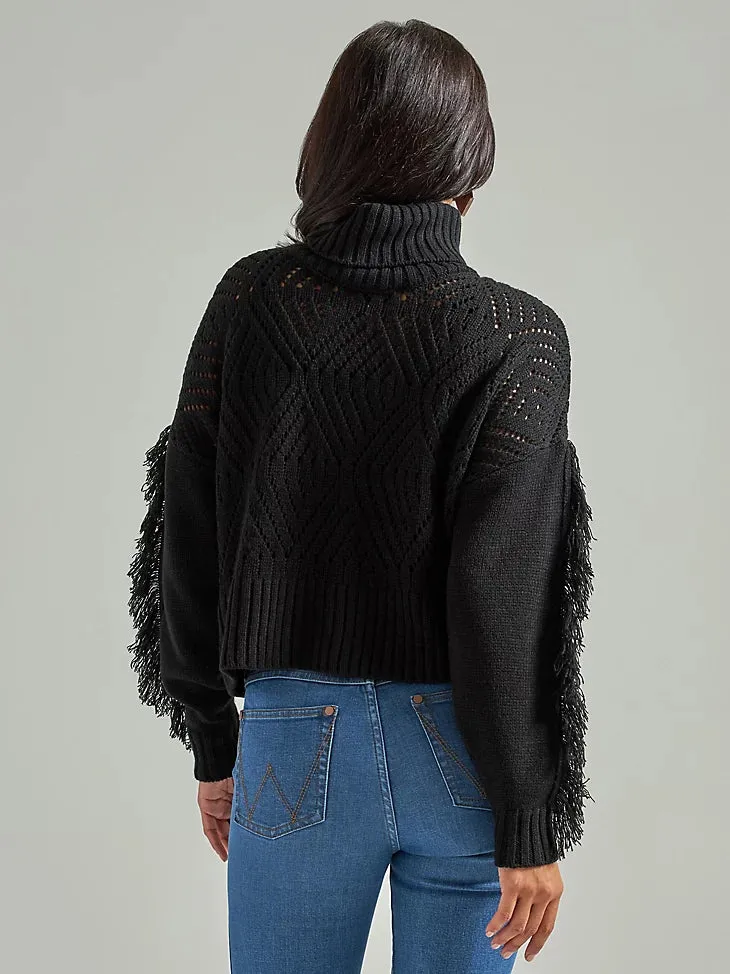 Midnight Fringe Turtleneck Sweater