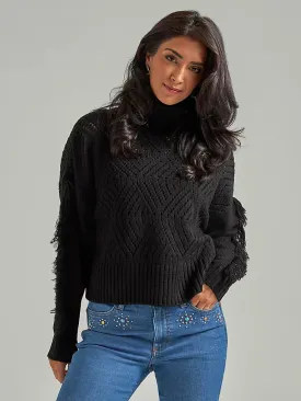 Midnight Fringe Turtleneck Sweater