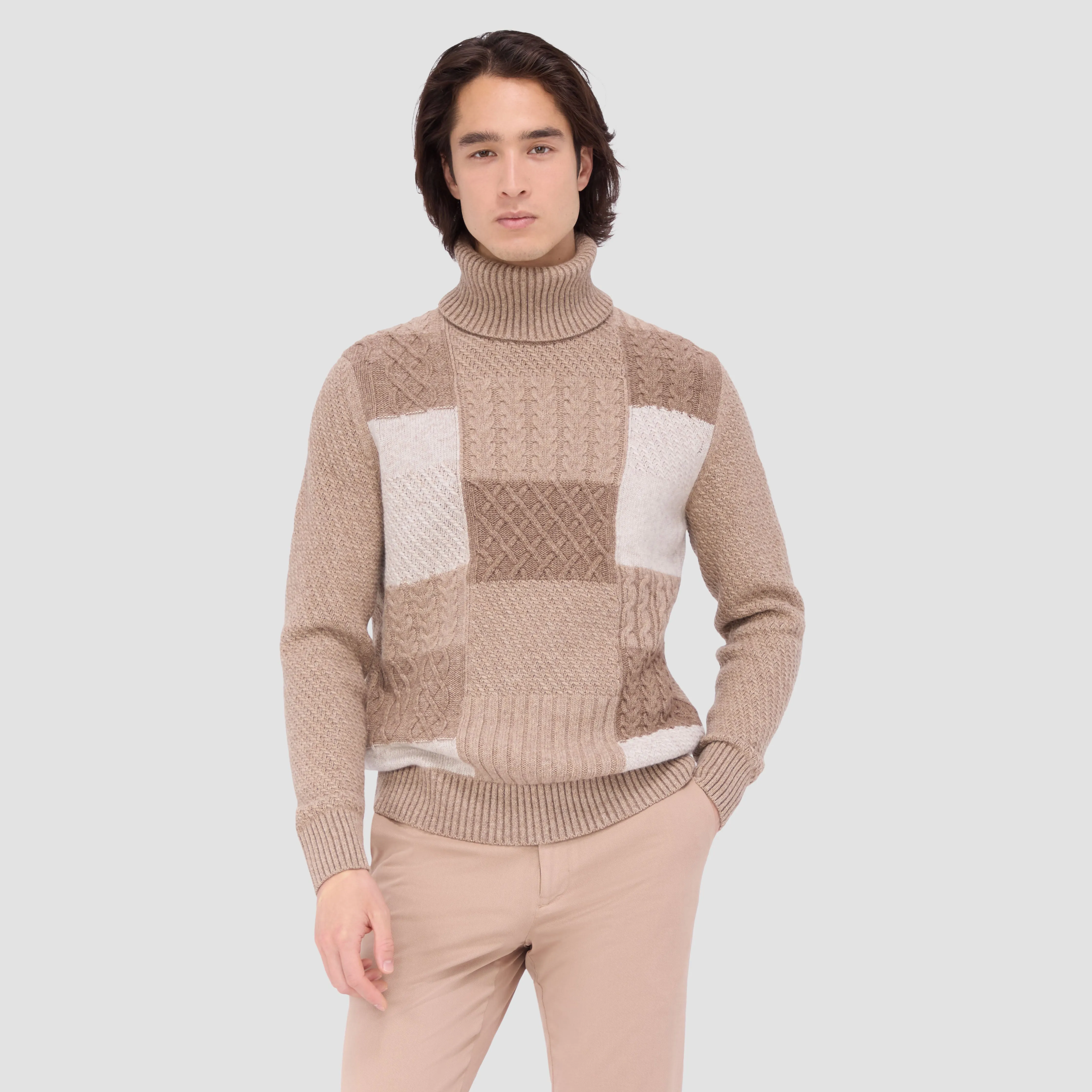 Mixed Stitch Turtleneck Sweater