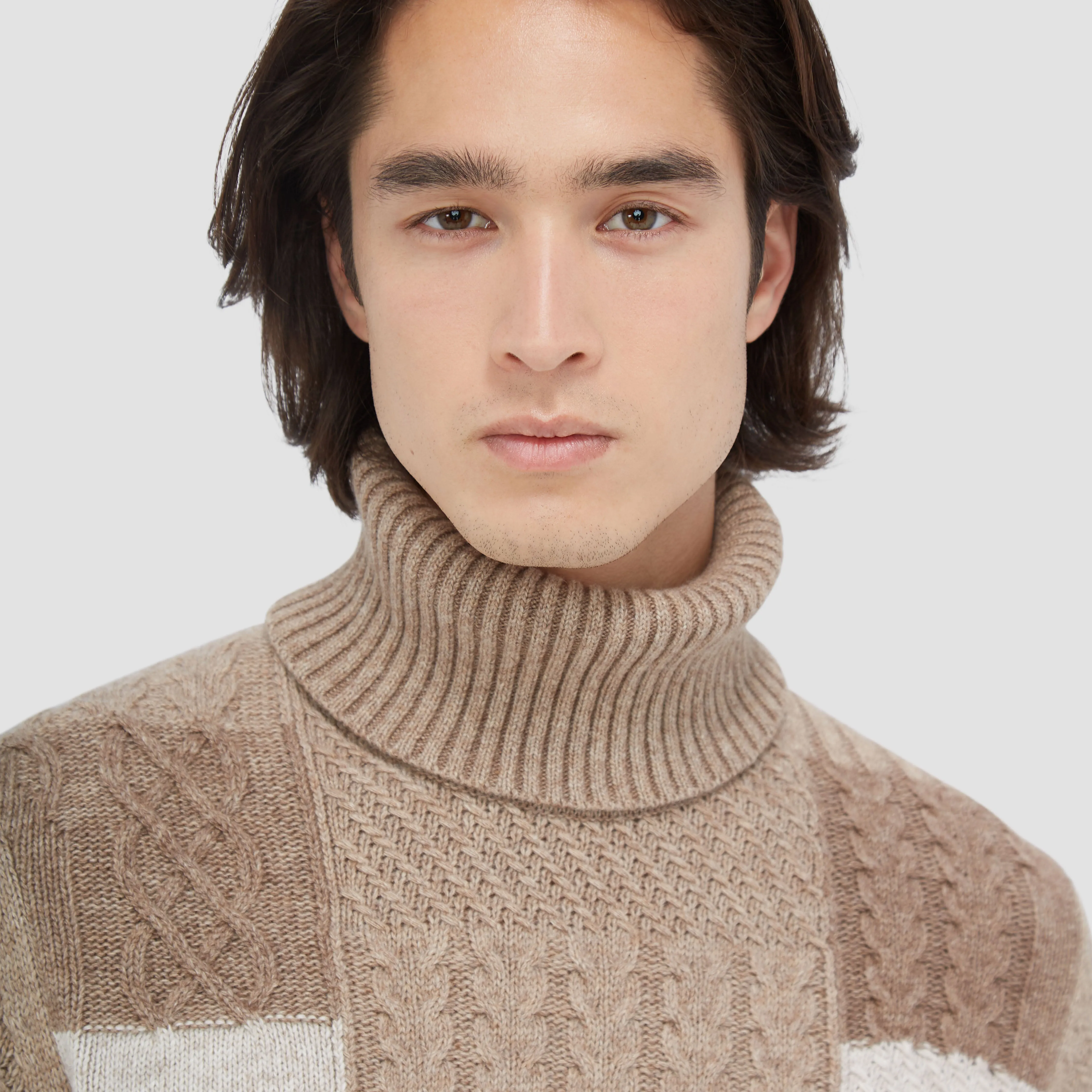 Mixed Stitch Turtleneck Sweater