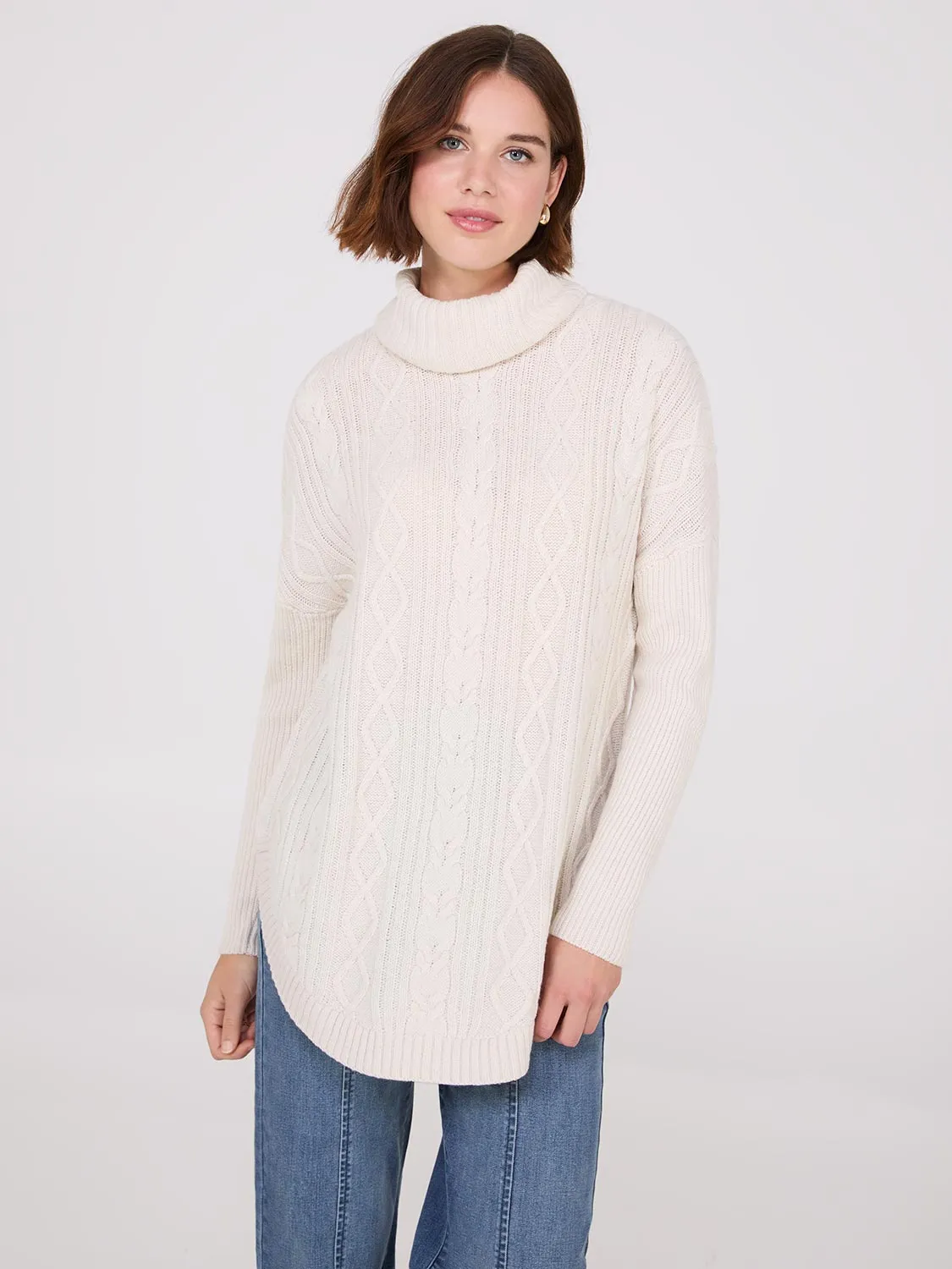 Multi-Cable Turtleneck Sweater