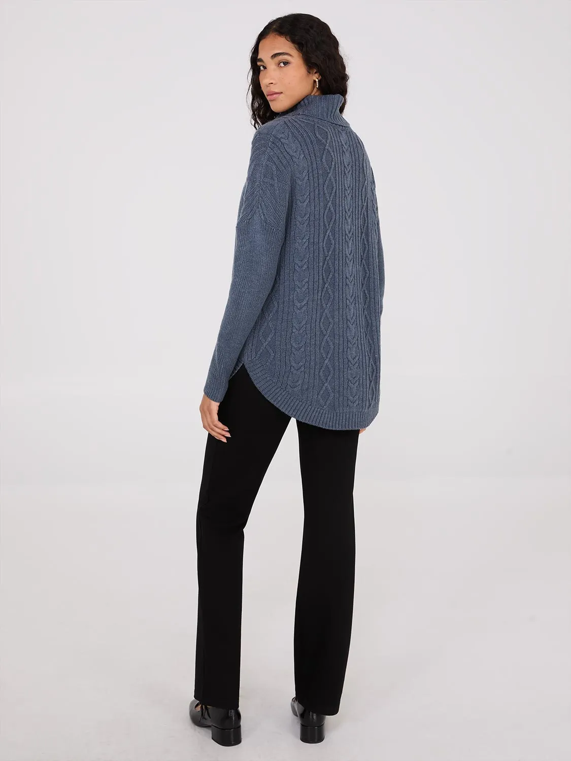 Multi-Cable Turtleneck Sweater