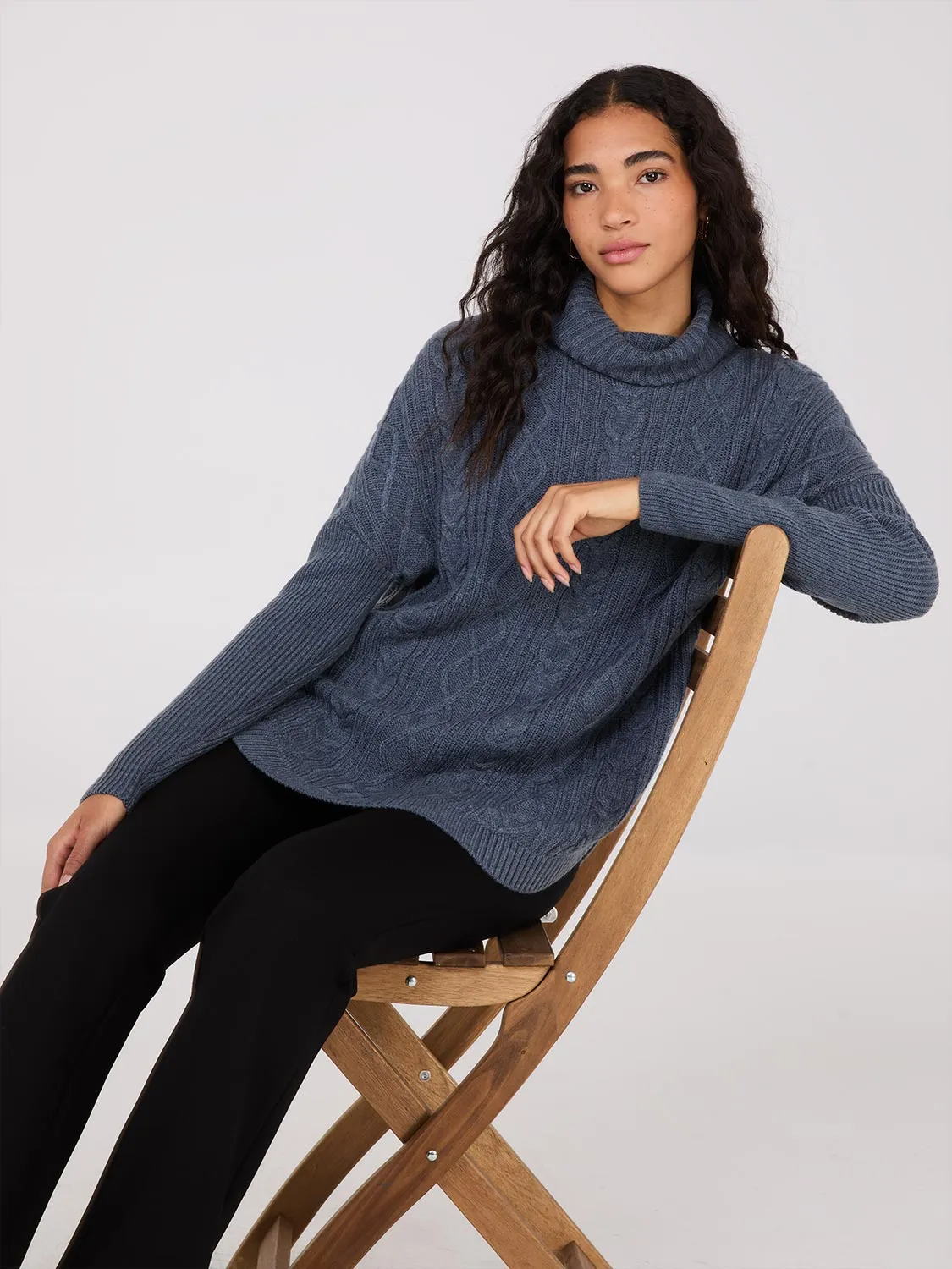 Multi-Cable Turtleneck Sweater