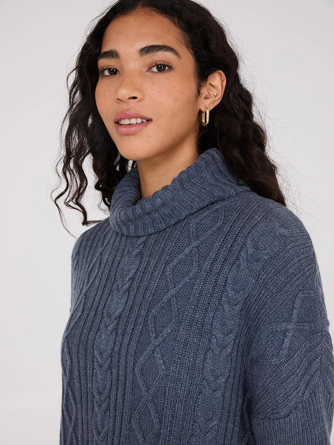 Multi-Cable Turtleneck Sweater