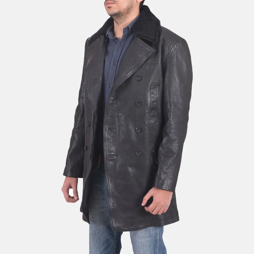 Pierce Shearling Black Leather Jacket