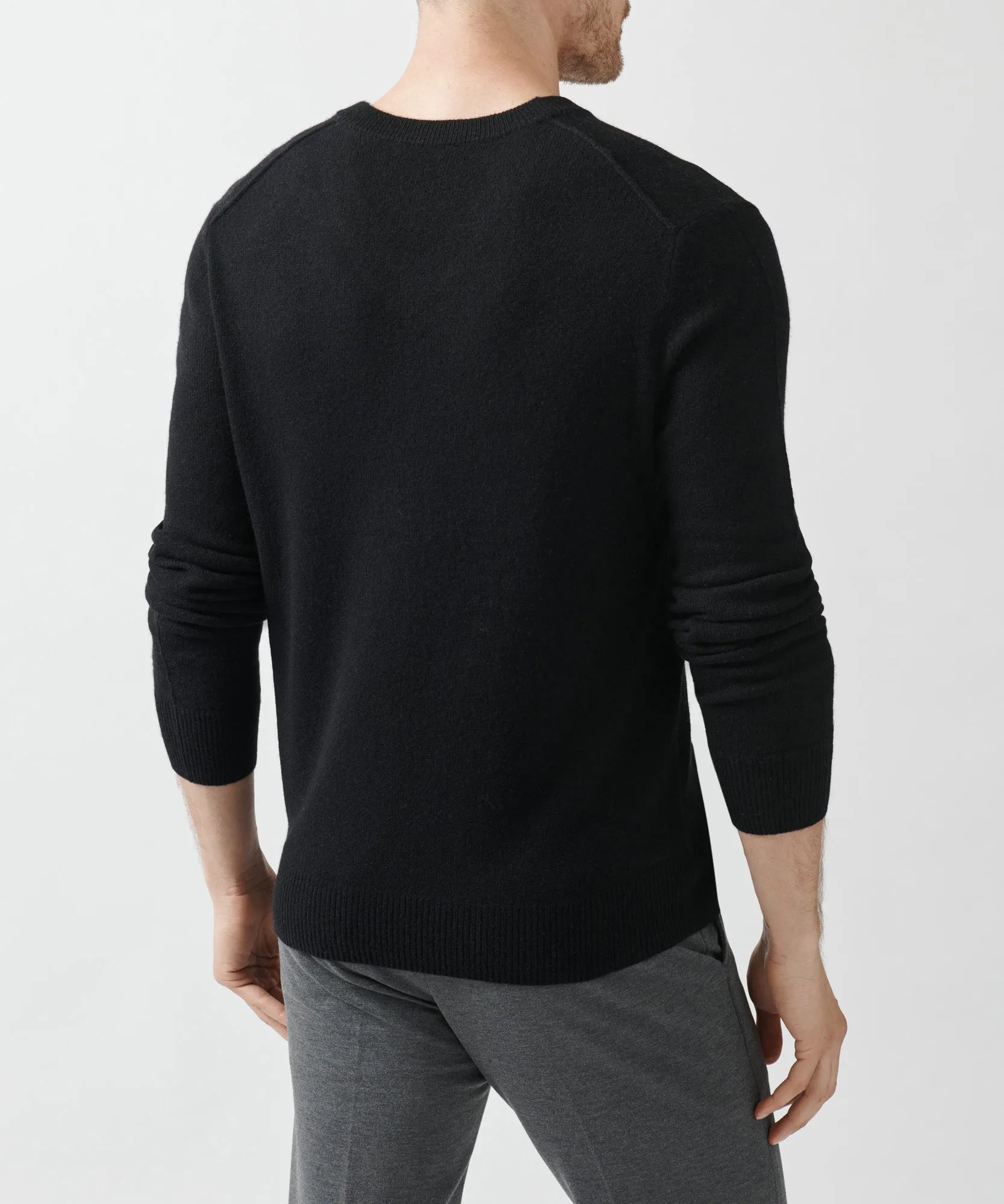 Recycled Cashmere Exposed Seam V-Neck Sweater - Black