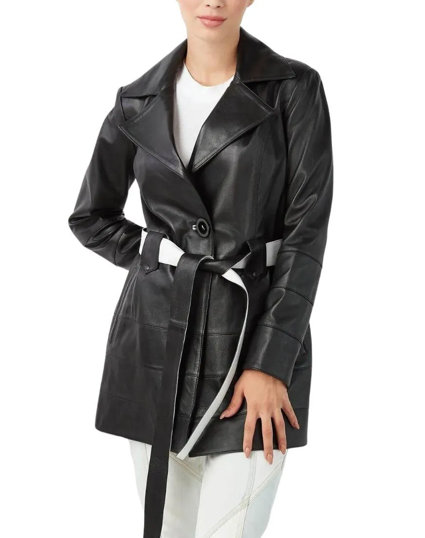 Reve Black Leather Coat