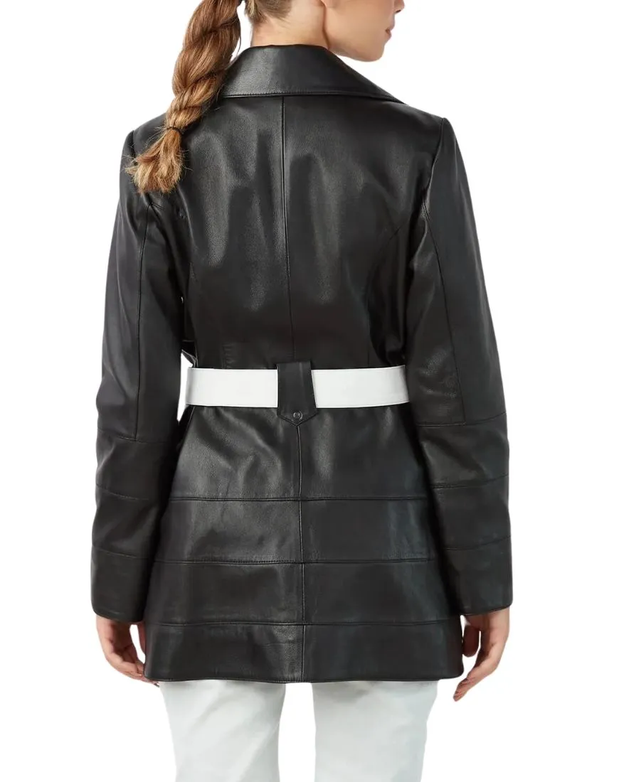 Reve Black Leather Coat