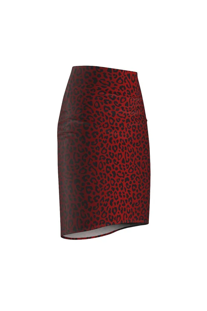 Rosy Leopard Print Women's Pencil Skirt