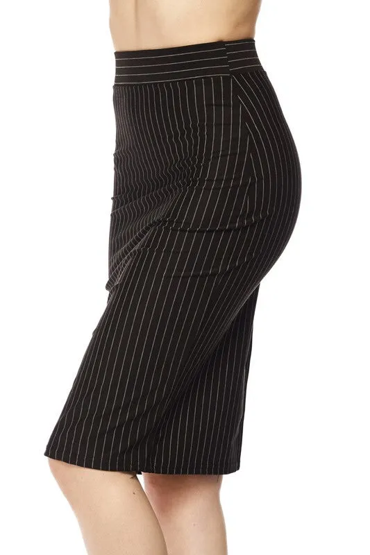 Royal Curves Pinstriped Pencil Skirt-FINAL SALE-NOT ELIGIBLE FOR EXCHANGE OR REFUND