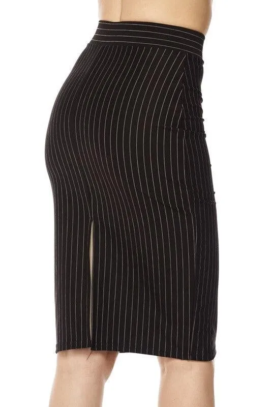 Royal Curves Pinstriped Pencil Skirt-FINAL SALE-NOT ELIGIBLE FOR EXCHANGE OR REFUND