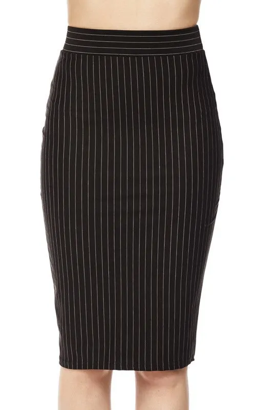 Royal Curves Pinstriped Pencil Skirt-FINAL SALE-NOT ELIGIBLE FOR EXCHANGE OR REFUND