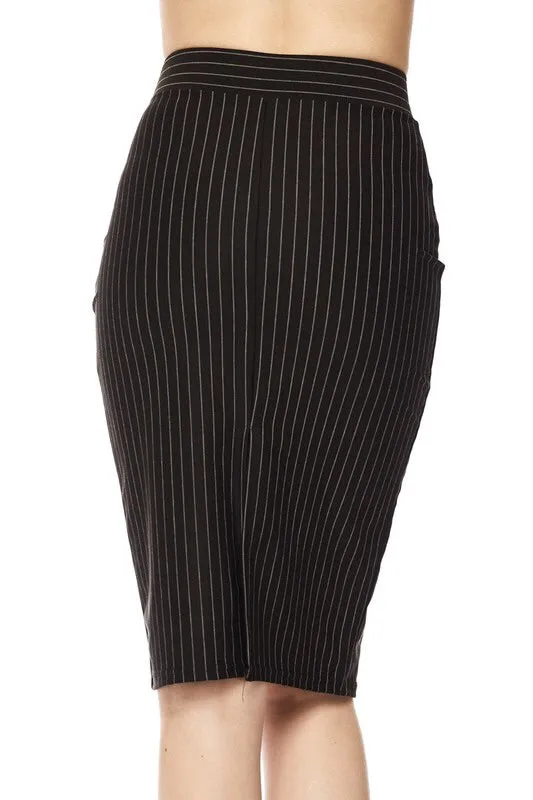 Royal Curves Pinstriped Pencil Skirt-FINAL SALE-NOT ELIGIBLE FOR EXCHANGE OR REFUND