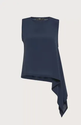 SEVENTY VENEZIA - SLEEVELESS ASYMMETRICAL CREW-NECK TOP OF LIGHTWEIGHT SILK-BLEND FABRIC AND JERSEY BACK