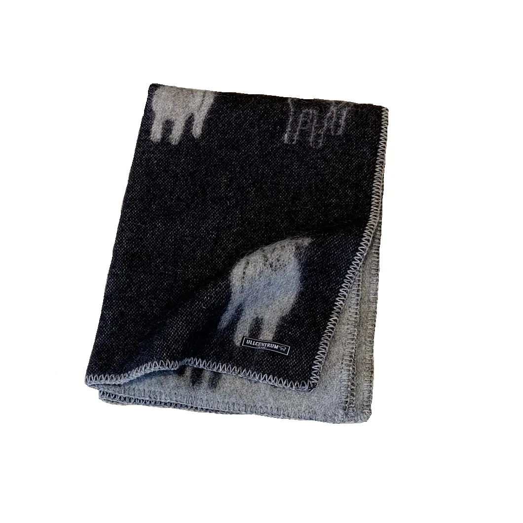 Sheep Wool Blanket - Black and Grey