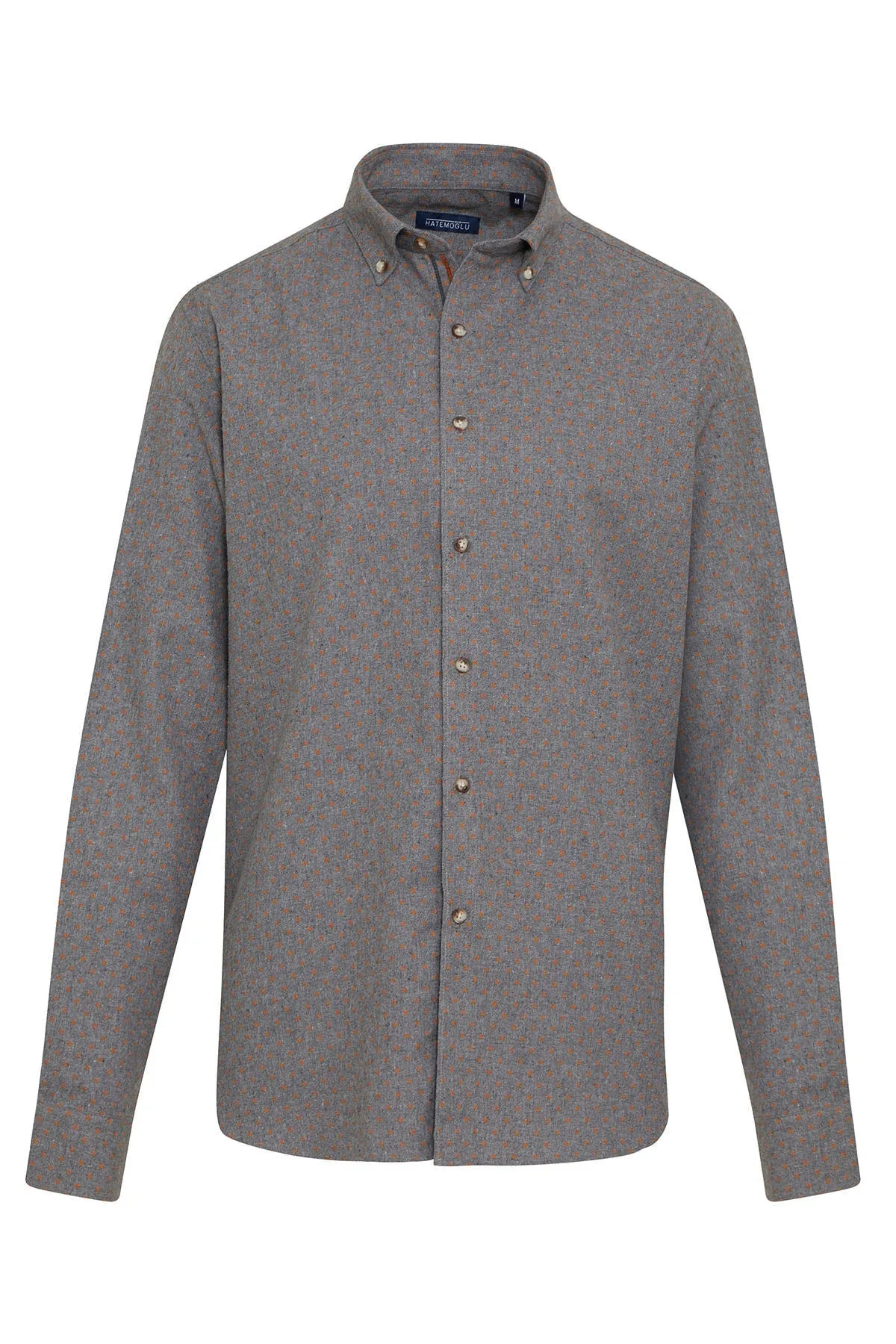 Slim Fit Long Sleeve Printed Cotton Blend Casual Shirt, Gray B.