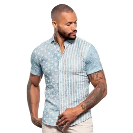 State of the Union Seersucker Short Sleeve Shirt - Blue