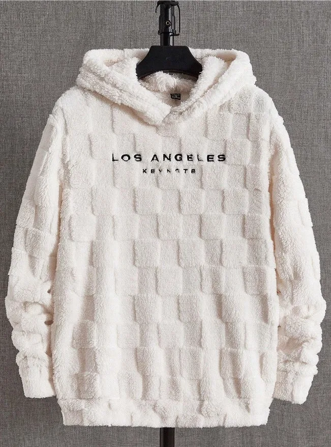 Stylischer Lamb Wool Hoodie Creme