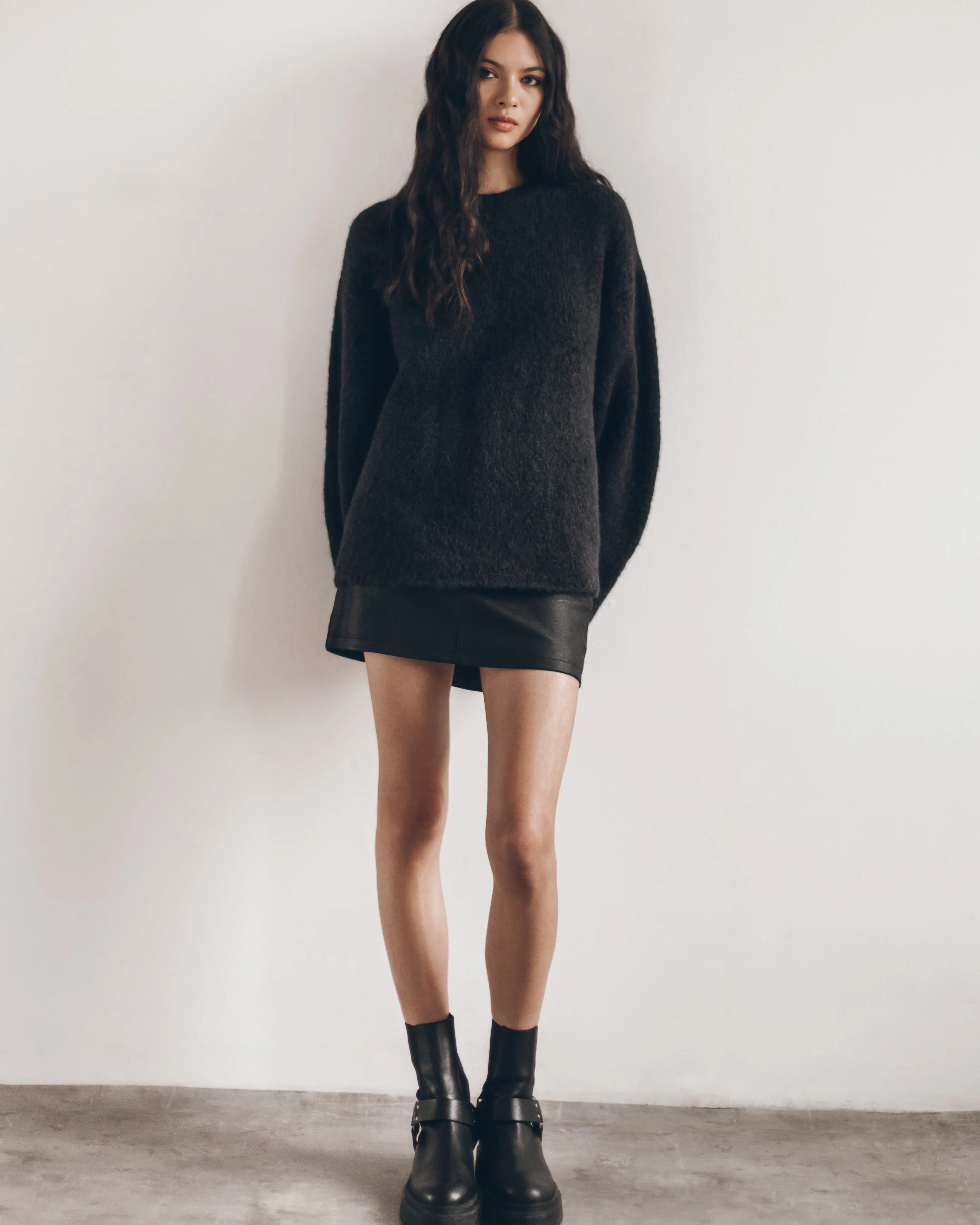 The Black Fluffy Alpaca Knit Sweater