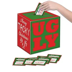 Ugly Christmas Sweater Party Supplies: Contest for Ugliest Sweater - Includes Voting Box & Ribbon Trophy Prize