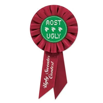 Ugly Christmas Sweater Party Supplies: Contest for Ugliest Sweater - Includes Voting Box & Ribbon Trophy Prize