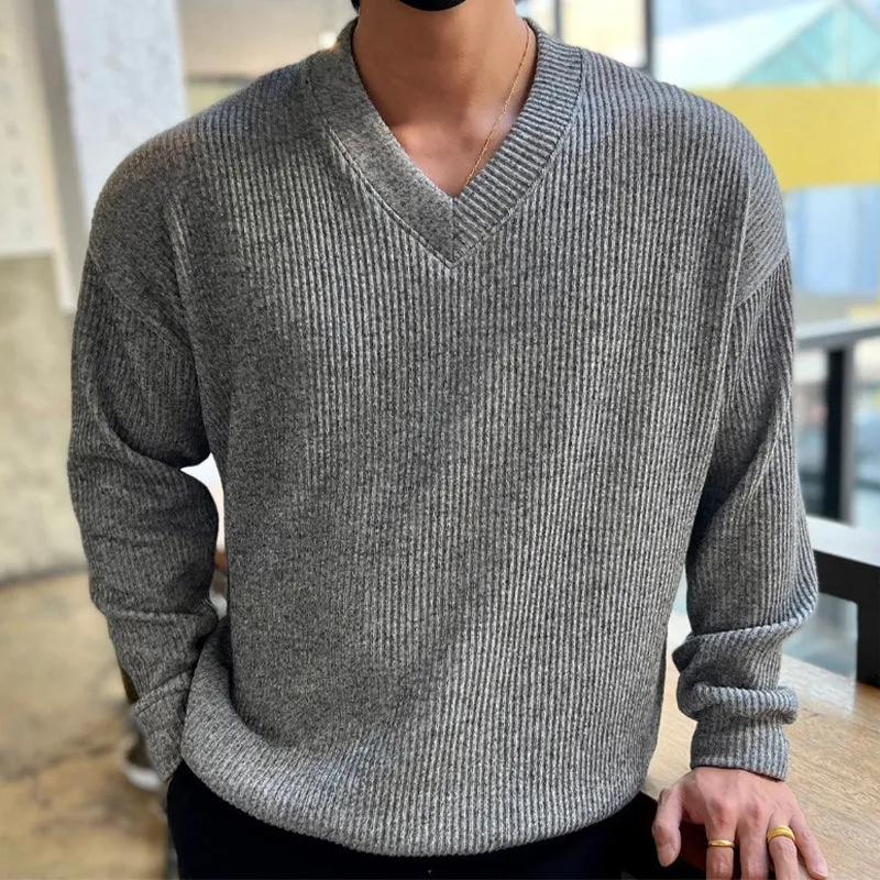 V-neck Pit Strip Knitwear