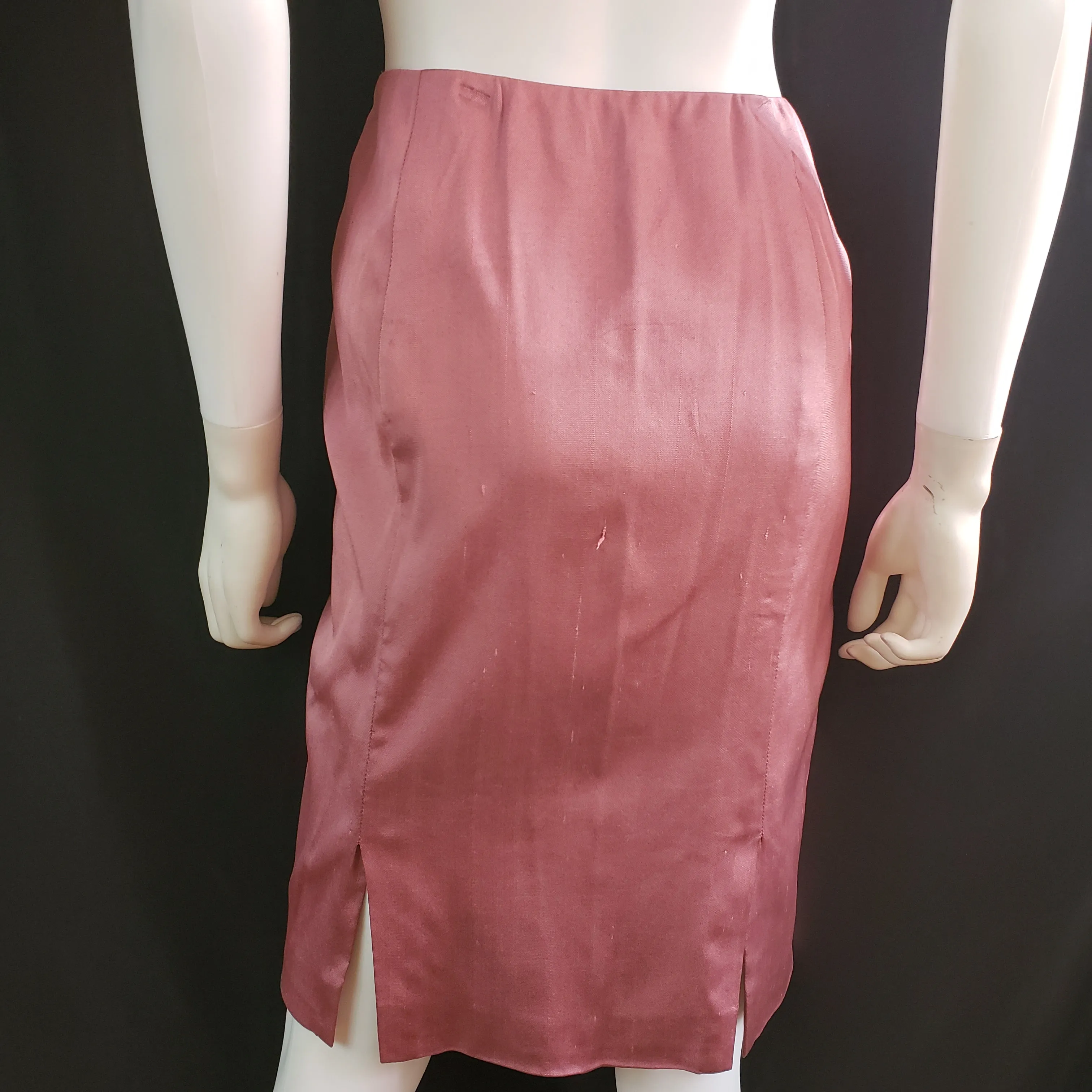 Versace Raw Silk Pink Pencil Skirt sz 40