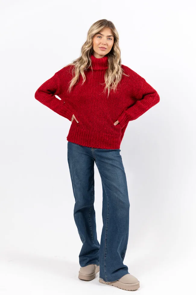 What I Need Red Fuzzy Oversized Turtleneck Sweater FINAL SALE