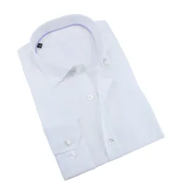 White Jacquard Shirt With Lilac Trim