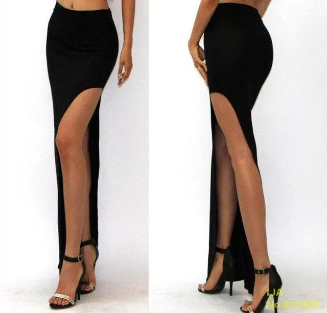 Women Long Charming Skirt Open Side Split Skirt