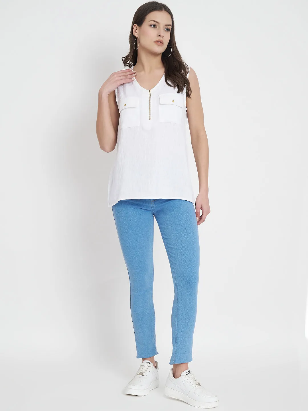 Women V-Neck Cotton Top